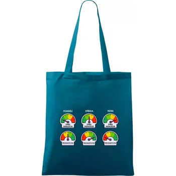 Průběh pracovního týdne - Taška bavlněná - 42 x 38 cm ( Petrolejová )