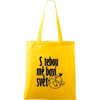 Nákupní taška S tebou mě baví svět - Taška bavlněná - 42 x 38 cm ( Žlutá )