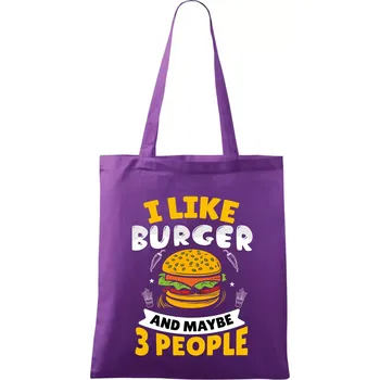 I like burger and maybe 3 people - Taška bavlněná - 42 x 38 cm ( Fialová )