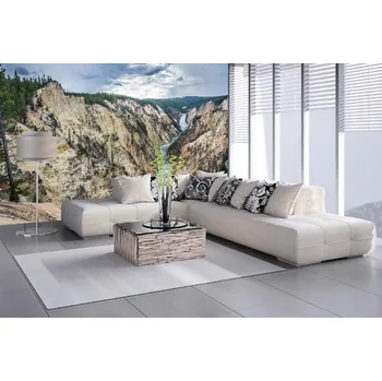 Fototapeta DIMEX | Samolepicí vliesová fototapeta na zeď Yellowstone a Grand Canyon MA-5-3043 | 375 x 250 cm | zelená, modrá, hnědá, šedá + Samolepicí vliesová fototapeta na stěnu DIMEX Yellowstone a Grand Canyon MA53043 v rozměru 375 x 250 cm