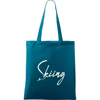 Skiing nápis lyžař - Taška bavlněná - 42 x 38 cm ( Petrolejová )