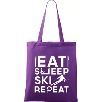 Eat sleep ski repeat - Taška bavlněná - 42 x 38 cm ( Fialová )