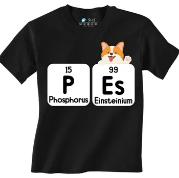 Chlapecké tričko Dětské tričko Chemické prvky Pes (Velikost: 7-8, Barva: Černá)