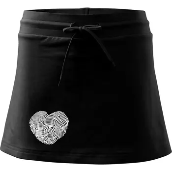 Dámská sukně Otisk prstu srdce - Sportovní sukně - two in one - S ( Černá )