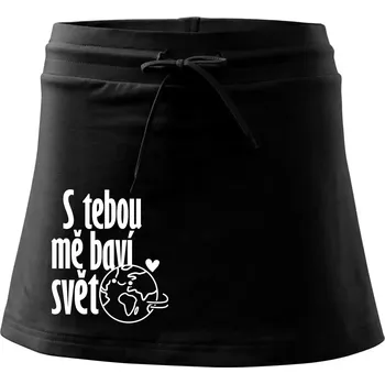 Dámská sukně S tebou mě baví svět - Sportovní sukně - two in one - XS ( Černá )