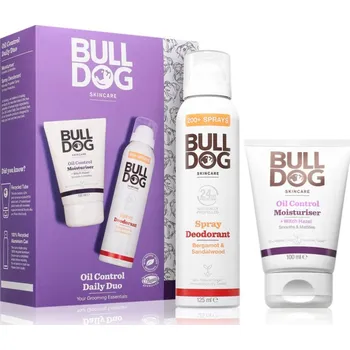 Kosmetická sada Bulldog Oil Control Bulldog Bergamot &Sandalwood Spray Deodorant deodorant ve spreji bez obsahu hliníku 125 ml + Bulldog Oil Control Moisturizer hydratační krém pro mastnou pleť 100 ml kosmetická sada