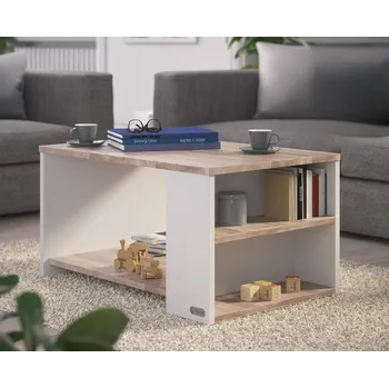 Konferenční stolek Konferenční stolek Santa Cruz 90x60x50cm | Bílá / Dub Sonoma