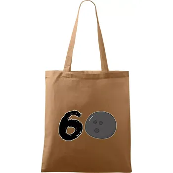 Nákupní taška Bowling kulaté narozeniny 60 - Taška bavlněná - 42 x 38 cm ( Cappuccino )