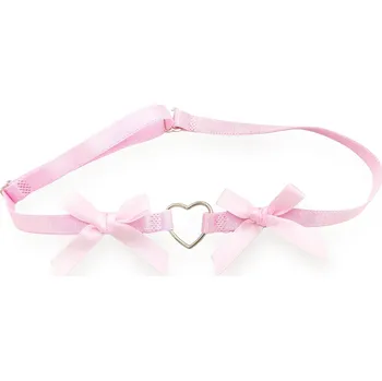 Svatební dekorace GRAVENO Růžový saténový podvazek se srdcem
