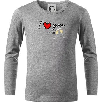 Chlapecké tričko I love you and prosecco - Triko dětské Long Sleeve - 158 cm/12 let ( Tmavě šedý melír )