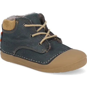 Dívčí zimní obuv Barefoot dětské zimní boty Koel - Ava Leather Wool Blue modré Velikost: 21