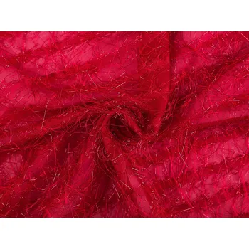 Šifon s ozdobnou nitkou s metalickým efektem, barva 7 červená