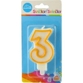 Dortová svíčka Luma Svíčka narozeninová č.3 zlatá