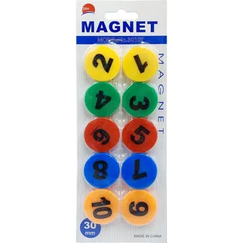 Dekorativní magnet PK STAR Magnet - čísla 10ks 3cm mix barev