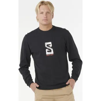 Pánské tričko Tričko Rip Curl SEARCH GEAR&nbsp; L/S TEE Black velikost M