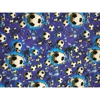 Bavlněná teplákovina šíře 180cm - Míče na modré (50cm)