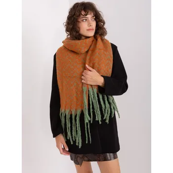 Šála Dámská šála v zeleno-oranžové barvě s třásněmi AT-