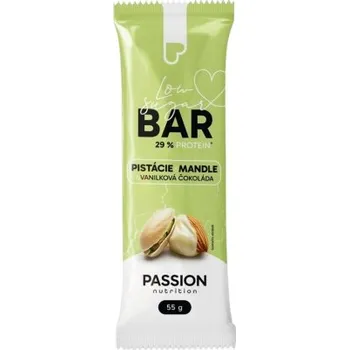 Passion Nutrition Protein Bar Low Sugar 55 g - Pistácie, mandle/vanilková čokoláda + Sleva 3 % pro registrované
