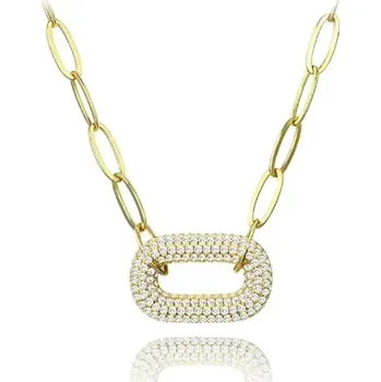 Náhrdelník MINET Pozlacený stříbrný náhrdelník s bílými zirkony