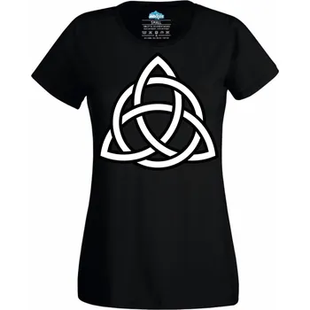 Dámské tričko Dámské tričko Keltský Uzel Věčnosti Triquetra (Velikost: 4XL, Barva: Černá)