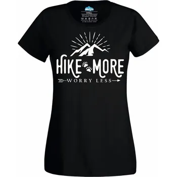 Dámské tričko Dámské tričko Horská divočina Hike More Worry Less (Velikost: XL, Barva: Černá)