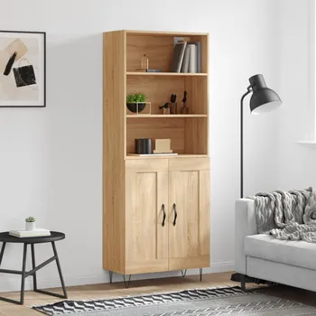 přebalovací pult a komoda Skříň highboard dub sonoma 69,5 x 34 x 180 cm kompozitní dřevo Hnědá3189952