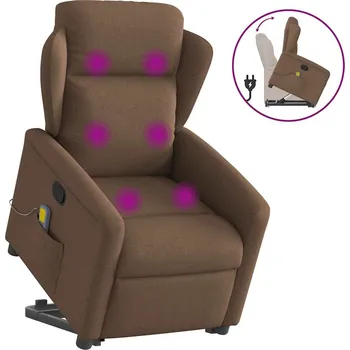 Křeslo Zvedací masážní polohovací křeslo hnědé textil Hnědá3303148