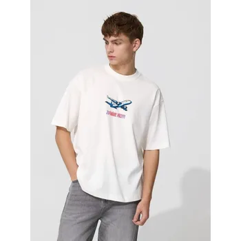 Pánské oblečení Tričko s&nbsp;potiskem Zapínáme Pásyyy - M - House - krémový - 370EN-01X