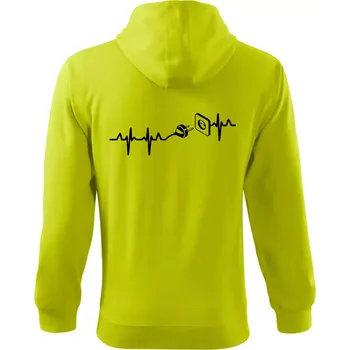 Pánská mikina EKG elektrikář - Mikina s kapucí na zip trendy zipper - XL ( Limetková )