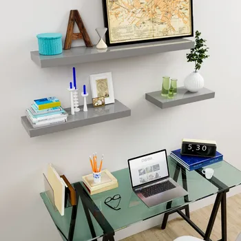 police Vysoce kvalitní nástěnná police 110 cm | lesklá šedá