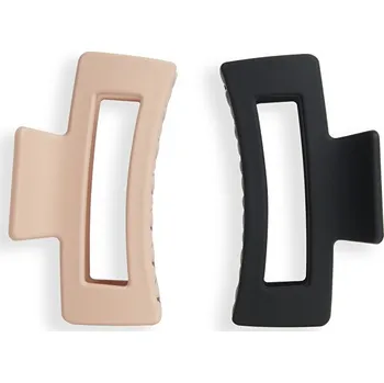 Ozdoba do vlasů Skřipce do vlasů Nude/Black (Rectangle Matte Clip) 2 ks
