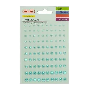 samolepka Wiler Samolepící perly 3,4,5,6,7mm azurové 100