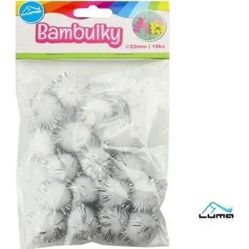 kreativní sada Luma Bambulky bílo-stříbrné,18ks 25mm metal