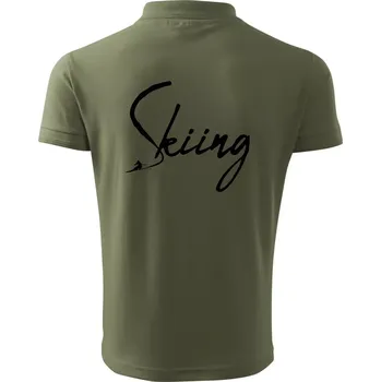 Pánská košile Skiing nápis lyžař - Polokošile pánská Pique Polo 203 - 2XL ( Khaki )