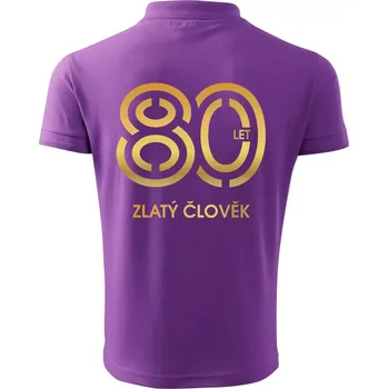 Pánská košile 80 let zlatý člověk - Polokošile pánská Pique Polo 203 - 3XL ( Fialová )