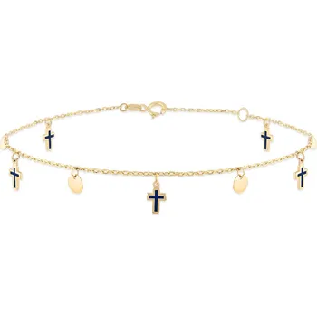 Náramek Lillian Vassago Zlatý náramek zdobený křížky s modrým smaltem a placičkami LLV06-GB145