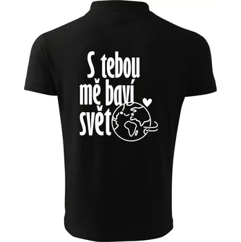 Pánská košile S tebou mě baví svět - Polokošile pánská Pique Polo 203 - 4XL ( Černá )