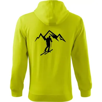 Pánská mikina Skialp výlet na hory - Mikina s kapucí na zip trendy zipper - 3XL ( Limetková )
