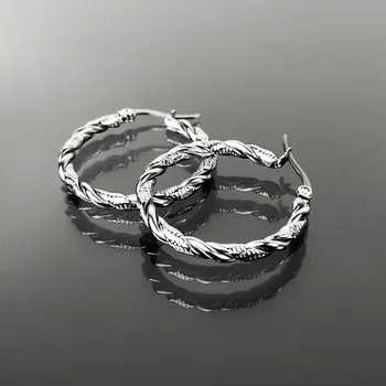 Náušnice Kroucené kruhové náušnice z oceli č. 1003