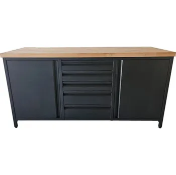Dílenský stůl Pracovní dílenský stůl / skříňkový s 5 šuplíky / 173x63x87-92 cm Pozinkovaný plech + OSB deska 22 mm Antracit