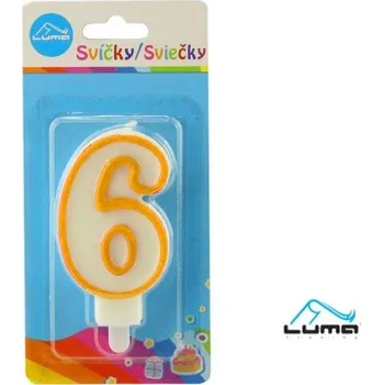 Dortová svíčka Luma Svíčka narozeninová č.6 zlatá