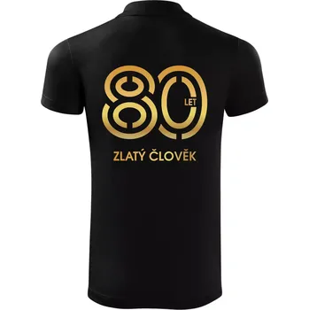 Pánská košile 80 let zlatý člověk - Polokošile Victory sportovní (dresovina) - M ( Černá )