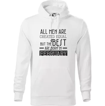 Pánská mikina All men are created equal february - Mikina pánská Cape s kapucí - 5XL ( Bílá )