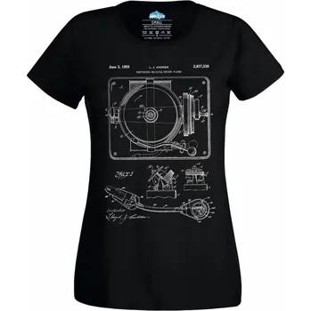 Dámské tričko Dámské tričko Patent Gramofon L.J. Andres (Skladem XS-4XL) (Velikost: L, Barva: Černá)