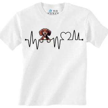 Chlapecké tričko Dětské tričko Kardiogram a Jezevčík Dachshund (Velikost: 12-13, Barva: Bílá)