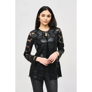 Dámské sako JOSEPH RIBKOFF dámské sako černé variace kůže a síťoviny
