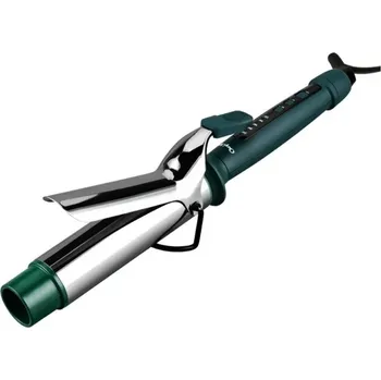 Kulma CkeyiN Kulma na vlasy - zelená Keramická kulma na vlasy s turmalínovým povrchem a 40mm válcem pro přirozené vlny bez krepatění. Nabízí 5 úrovní teploty (120–230 °C) a rychlé zahřátíí. Bezpečnost zaj