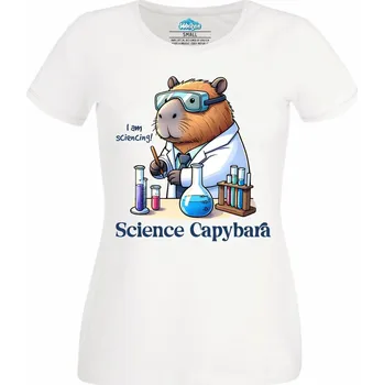 Dámské tričko Dámské tričko Kapybara Chemik Science Capybara (Velikost: M, Barva: Bílá)