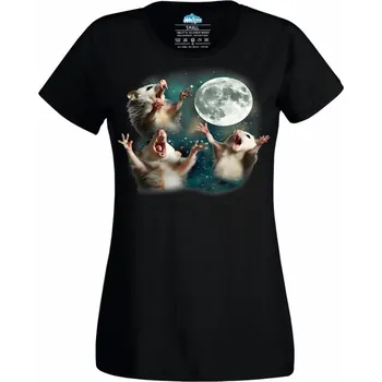 Dámské tričko Dámské tričko Vačice vyjící na Měsíc (Velikost: XXL, Barva: Černá)