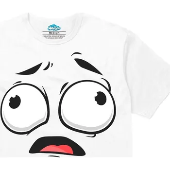 Pánské tričko Pánské tričko Vyděšený Smajlík Scared Cartoon Emoji (Velikost: XL, Barva: Bílá)